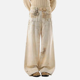 American Style Double Waistband Dirty Dying Jeans
