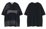 Fashionable Grunge Embroidered Patch Irregular T-Shirt