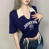 Women Slim Fit Letter Graphic Short Sleeve T-Shirt