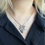 Ribbon Heart Pendant Gothic Necklace