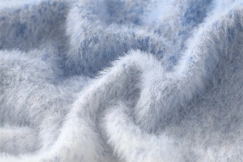 Fashionable Sky Ombre Gradient Fuzzy Sweater