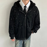 Diamond Patchwork Hooded Faux Fur Sweatshirt