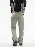 Green Graffiti Vintage Distressed Flared Jeans