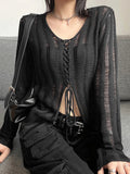 Y2K Lace-Up Knit Top