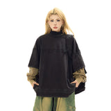 Retro Letter Printed Fake Two Piece Long Sleeve T-Shirt