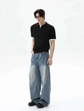 Cleanfit Lapel Contrast Color Casual Polo T-Shirt