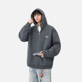 Y2K Warm Plaid Lined Zip-Up Hooded Sweatshirt