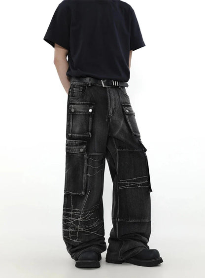 Graffiti Patch Cargo Denim Pants