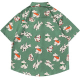 Streetwear Vibrant Cartoon Dog Cute Beach Shirt