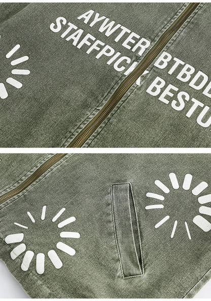 Retro Floral Graphic Denim Jacket
