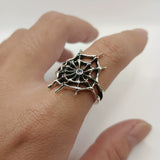 Adjustable Spider Web Geometric Ring