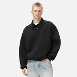 Autumn Letter Print Loose Turn Down Collar Sweatshirt