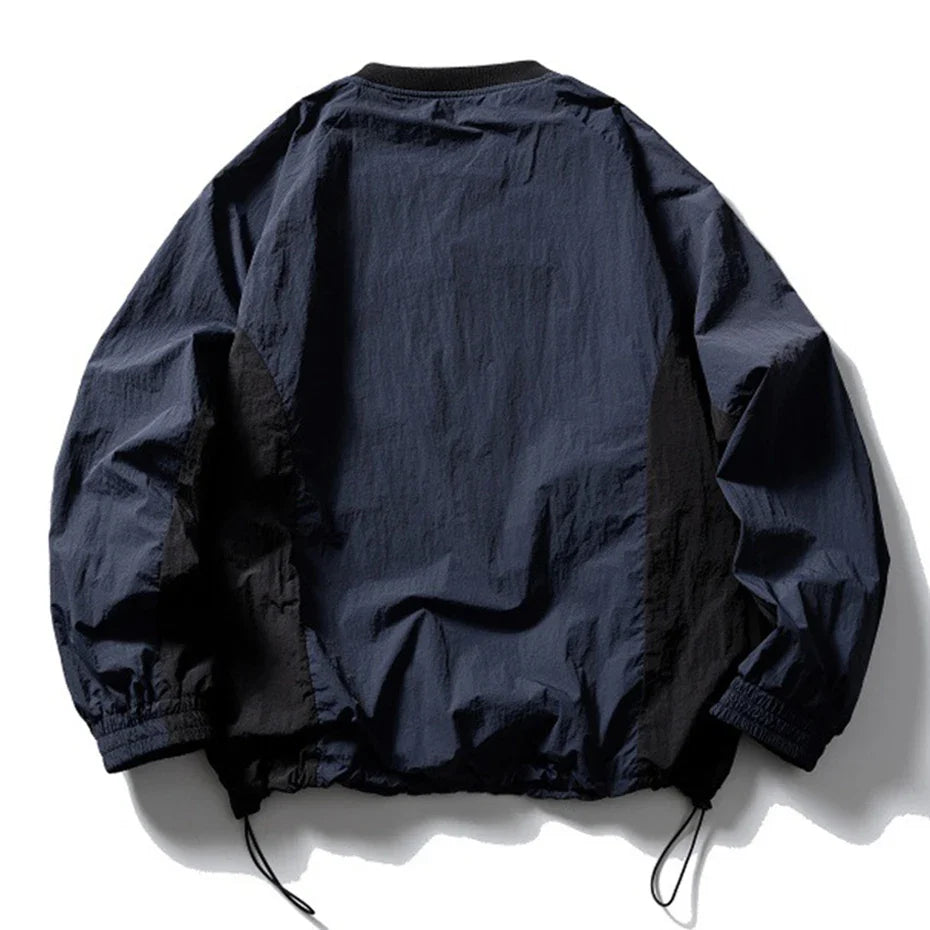 Patchwork Loose Long Sleeve Sports T-Shirt
