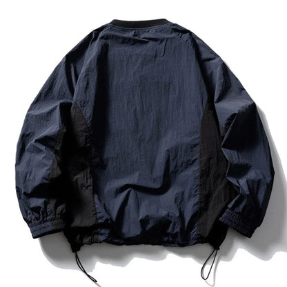 Patchwork Loose Long Sleeve Sports T-Shirt