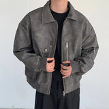 Men Pink Gradient Spring Leather Jacket