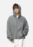 Y2K Embroidered Oversized Striped Hooded Sweatshirt