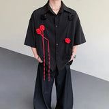 Elegant Three-Dimensional Patchwork Short-Sleeve Shirt
