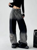 Vintage Black Grey Baggy Wide Jeans