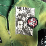 Y2K Green Retro Oversized Tie Dye Zip Sweatshirt