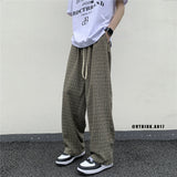 Plaid Loose Casual Straight Wide-Leg Pants