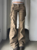 Vintage Grunge Ribbon Patchwork Flared Jeans