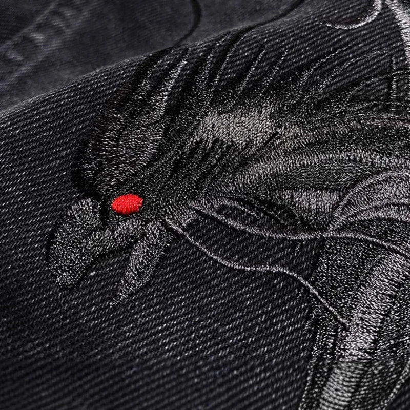 Phoenix Embroidery Denim Jacket