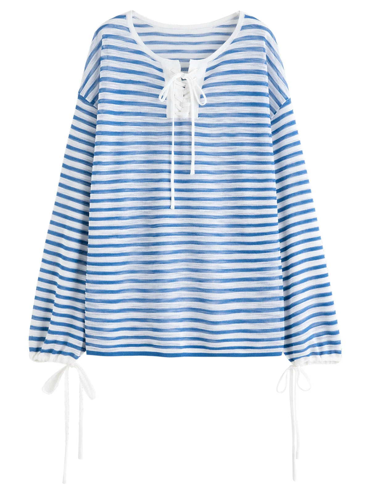 Elegant Striped French Holiday Long-Sleeved T-Shirt