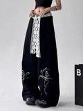 Y2K Vintage Butterfly Cool Lace Patchwork Sweatpants