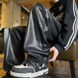 Casual Wide Leg PU Motorcycle Leather Pants