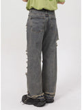 Retro Holes Jeans Denim Pants