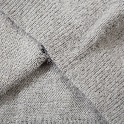 details of the gray Vintage Zipper Spider Web Sweater showing the fabric