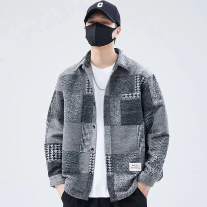 Classic Stylish Color Block Loose Lapel Jacket