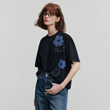 Women Cute Flower Casual Summer Short Sleeve T-Shirt