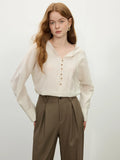 Women Classic Relaxed Fit V-Neck Linen Cardigan