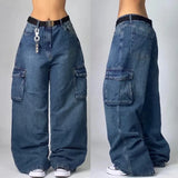 Washed Baggy High Waist Wide Jeans