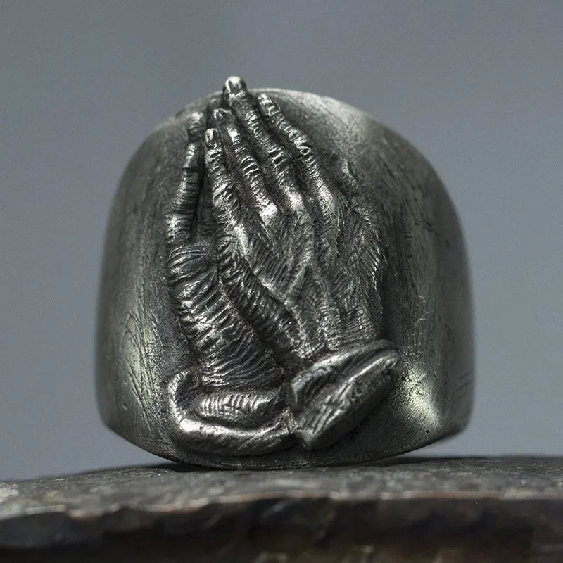 Vintage Punk Prayer Hands Finger Ring