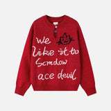 Jacquard Contrast Color V-Neck Knitting Sweater