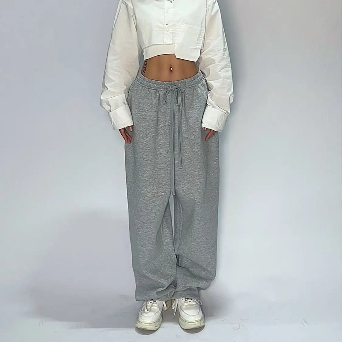Women Streetwear Retro American Loose Straight Sweatpants