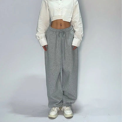 Women Streetwear Retro American Loose Straight Sweatpants