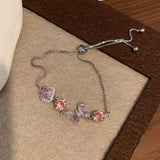 Exquisite Colorful Zircon Heart Butterfly Bracelet