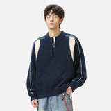 Streetwear Half Zip Mid Collar Knitwear Sweater