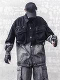 Cool Streetwear Vintage Gradient Denim Jacket