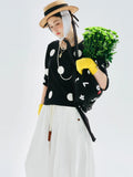 Polka Dot Black White Long Sleeve T-Shirt