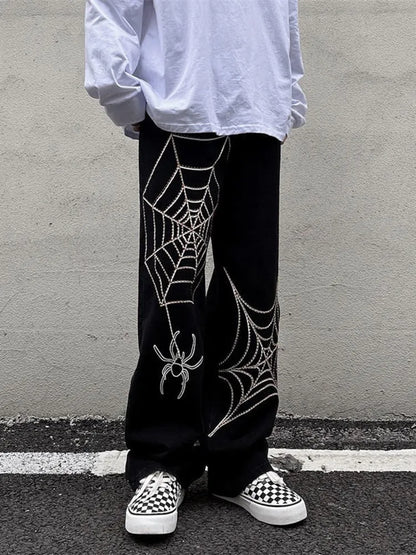Y2k Spider Web Black Pants