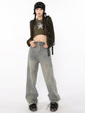 Raw Edged Baggy Washed Denim Pants