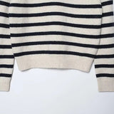 Vintage Retro Striped O-Neck Collar Knitted Sweater