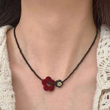Stylish Beaded Flower Chain Choker Necklace