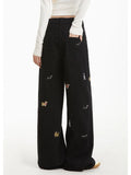 Cool Vintage American Puppy Embroidered Wide Jeans