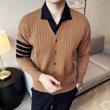 Spring Contrast Striped Classic Cardigan