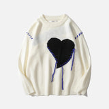 Y2K Big Heart Knitted Round Neck Jumper Sweater